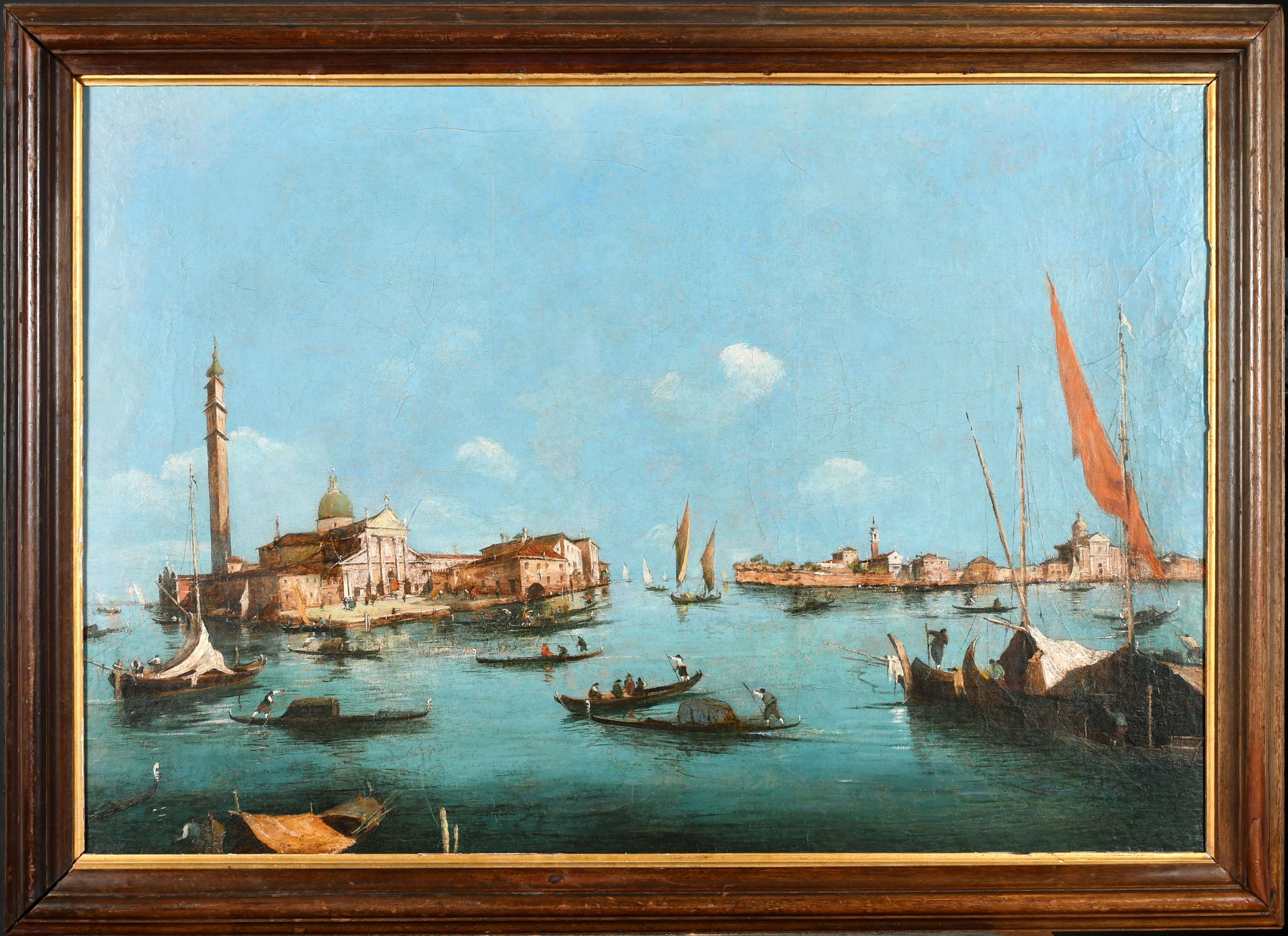 Circle of Francesco Guardi (1712-1793) Italian. A Venetian Scene with Figures in Gondolas in the - Image 2 of 5