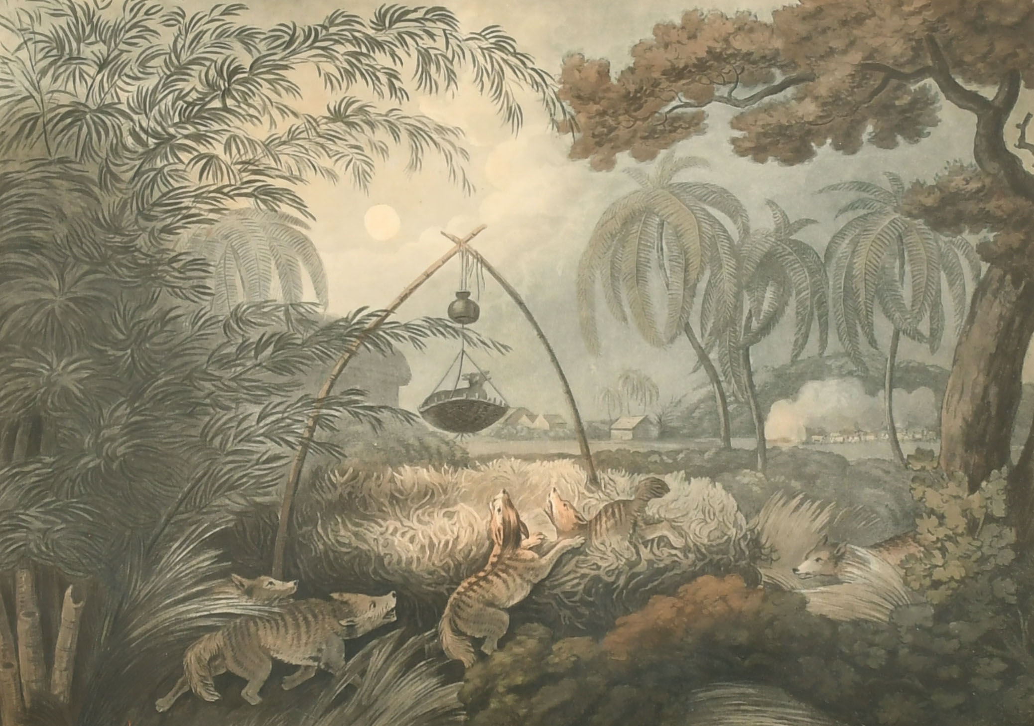 Samuel Howitt (c.1765-1822) British. "The Common Wolf Trap", Engraved by H Merke, 12" x 17" (30.5