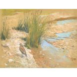 Arthur Wardle (1864-1949) British. A Snipe on a Riverbank, Chalk, Signed, 8.25" x 11" (21 x 27.9cm)