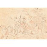 18th Century European School. Figures on a Chariot, Watercolour and ink, Unframed 5.5" x 7.75" (14 x