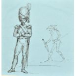 Early 19th Century French School. Study of a Soldier in Uniform, Ink, Unframed 7.75" x 7.5" (19.7