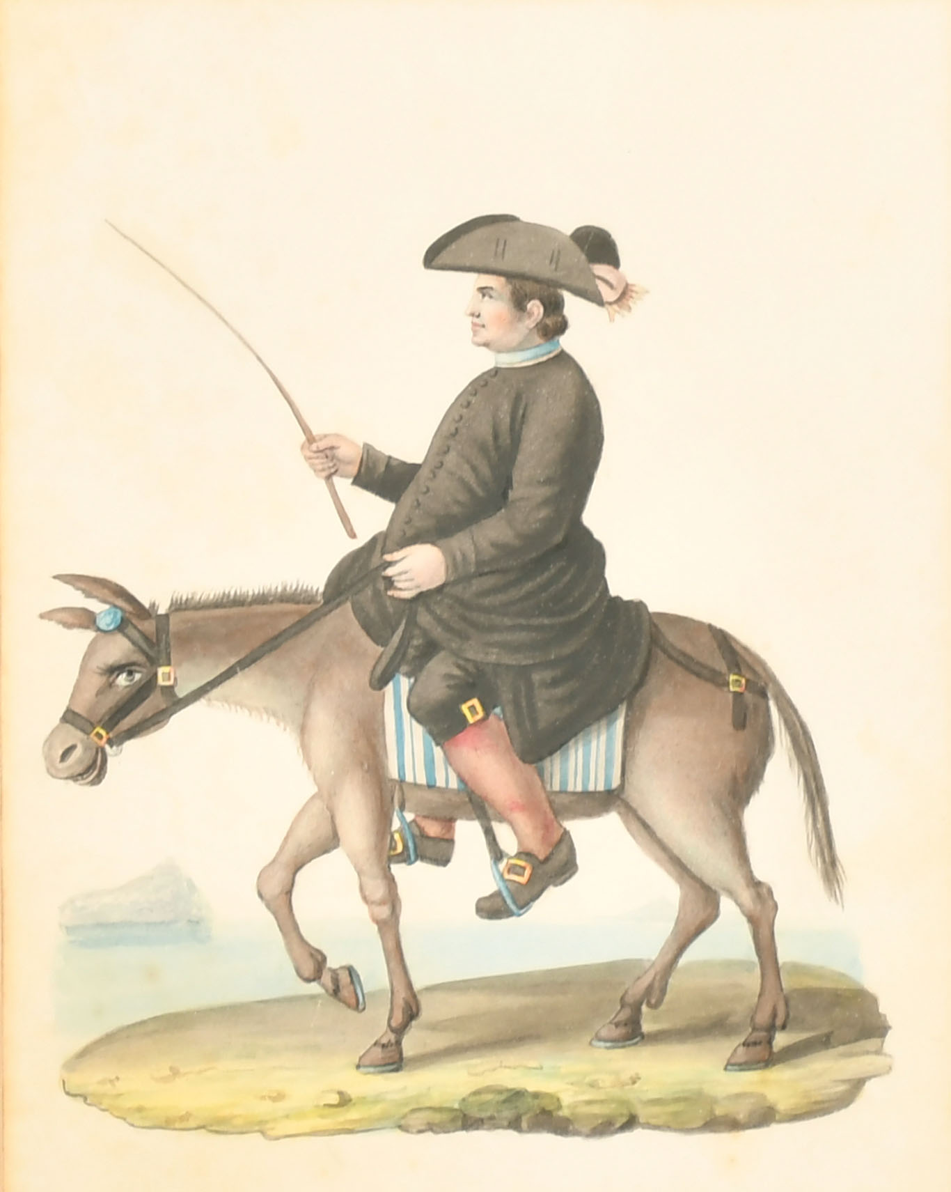 Early 19th Century Italian School. A Man on a Donkey, Watercolour, 9.5" x 7.5" (24.2 x 19cm)