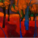 Teresa Icaza (1940-2010) Panamanian. "Tierra Roja" " Red Soil", Oil on canvas, Signed and dated '93,