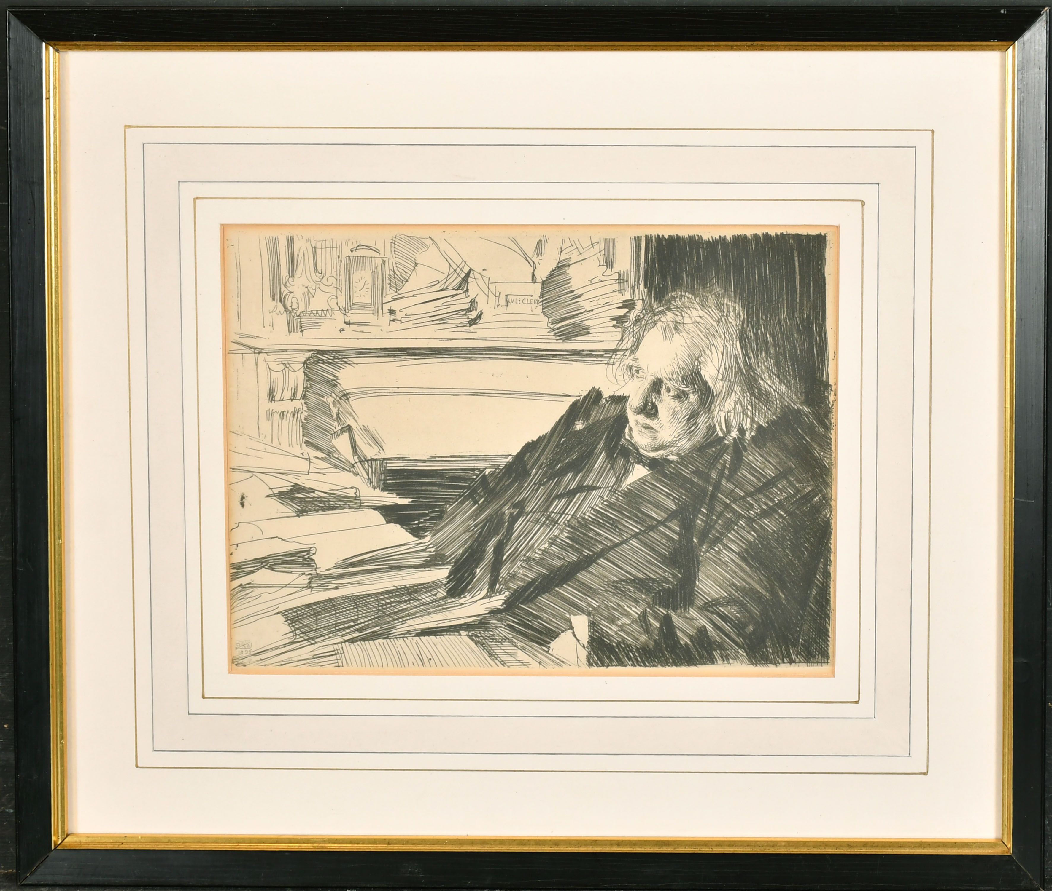 After Anders Leonard Zorn (1860-1920) Swedish. "Ernest Renan", Lithograph, Inscribed on a label - Image 2 of 5