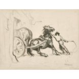 Edmund Blampied (1886-1966) British. "Backing the Hay-Cart", Drypoint Etching, Signed in pencil,