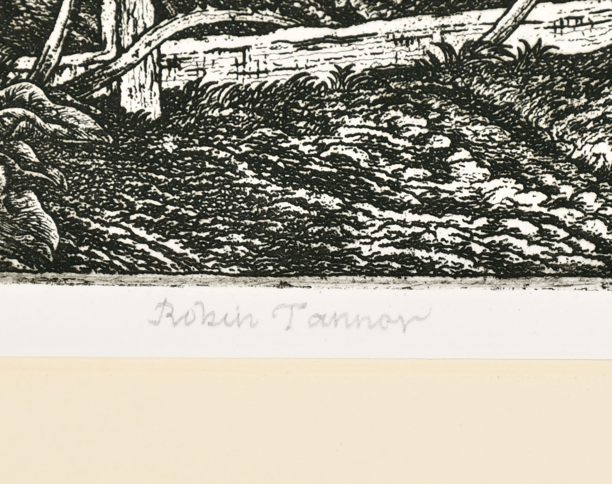 Robin Tanner (1904-1988) British. "The Old Road", Etching, Signed in pencil, Mounted, Unframed 12" x - Image 3 of 3