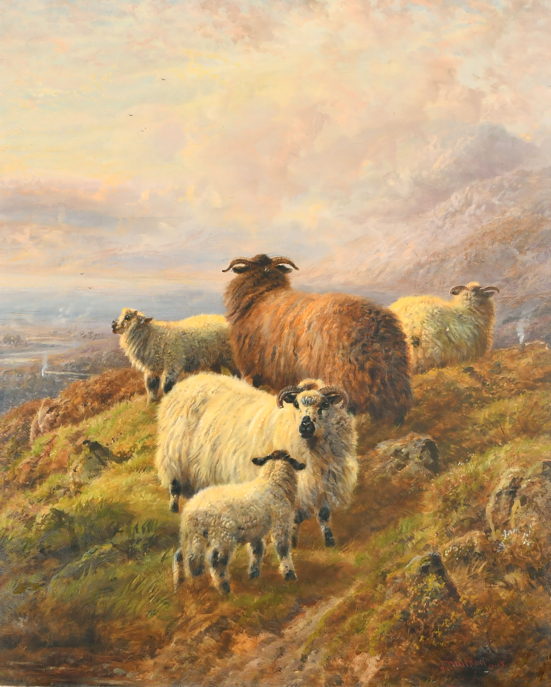 Robert Watson (1865-1916) British. Sheep in a Highland Landscape, Oil on canvas, Signed and dated