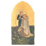 After Fra Angelico (c.1395-1455) Italian. An Angel and a Praying Figure, Oil on gold ground panel,