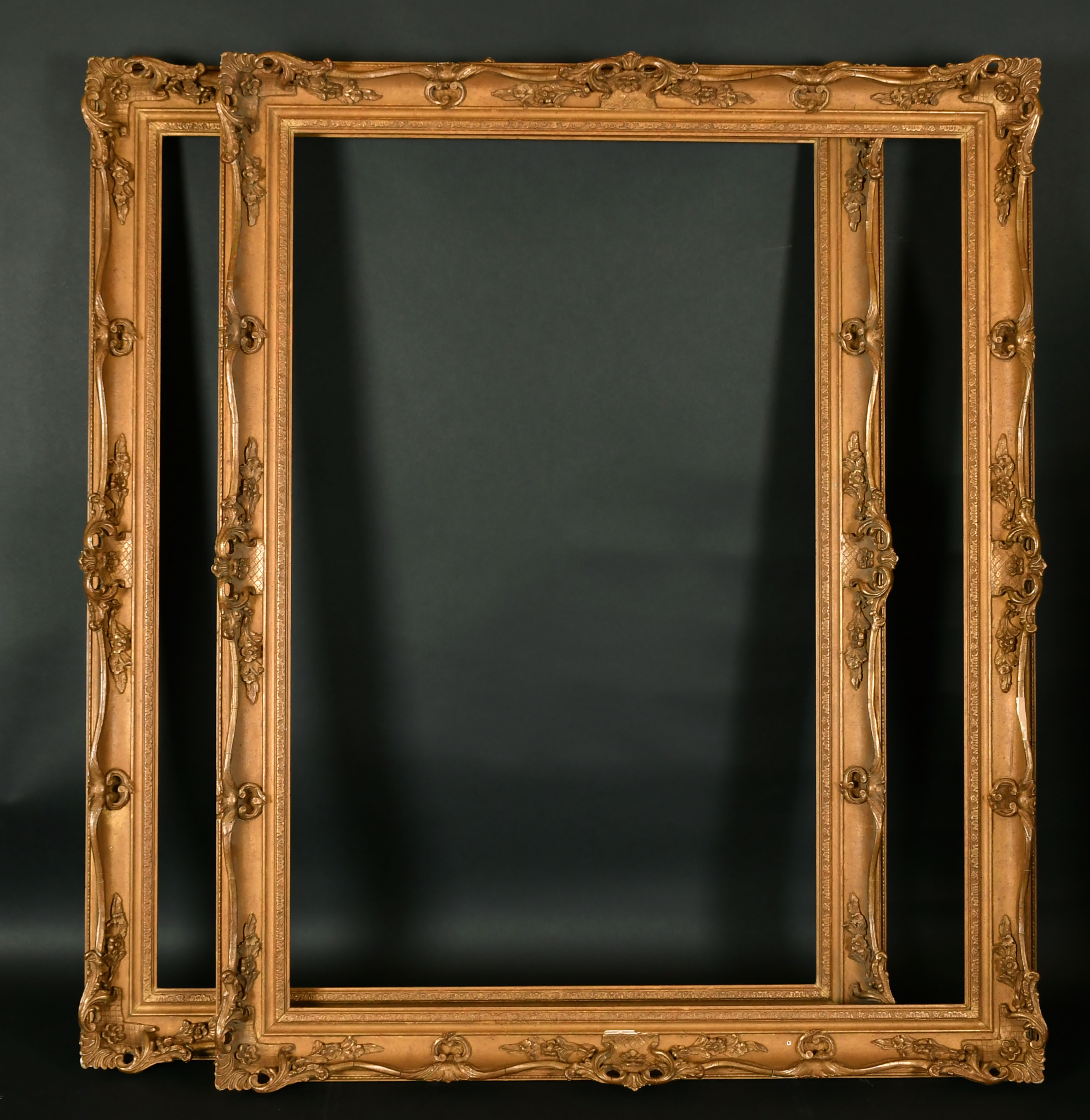 19th Century English School. A Pair of Gilt Composition Frames, with swept and pierced centres and - Image 2 of 3