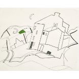 Bryan Ingham (1936-1997) British. "West Vale", Etching with green gouache, Signed, Inscribed,