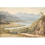 19th Century English School. An Extensive Mountainous Landscape, Watercolour, 8.75" x 12.75" (22.2 x