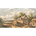 Georgina Lara (act.1840-1880) British. A Farm Scene, Oil on canvas, 10" x 18" (25.4 x 45.7cm)