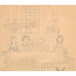 Stella Steyn (1907-1987) Irish. "Children in a Classroom, circa 1928", Pencil, Signed, and inscribed