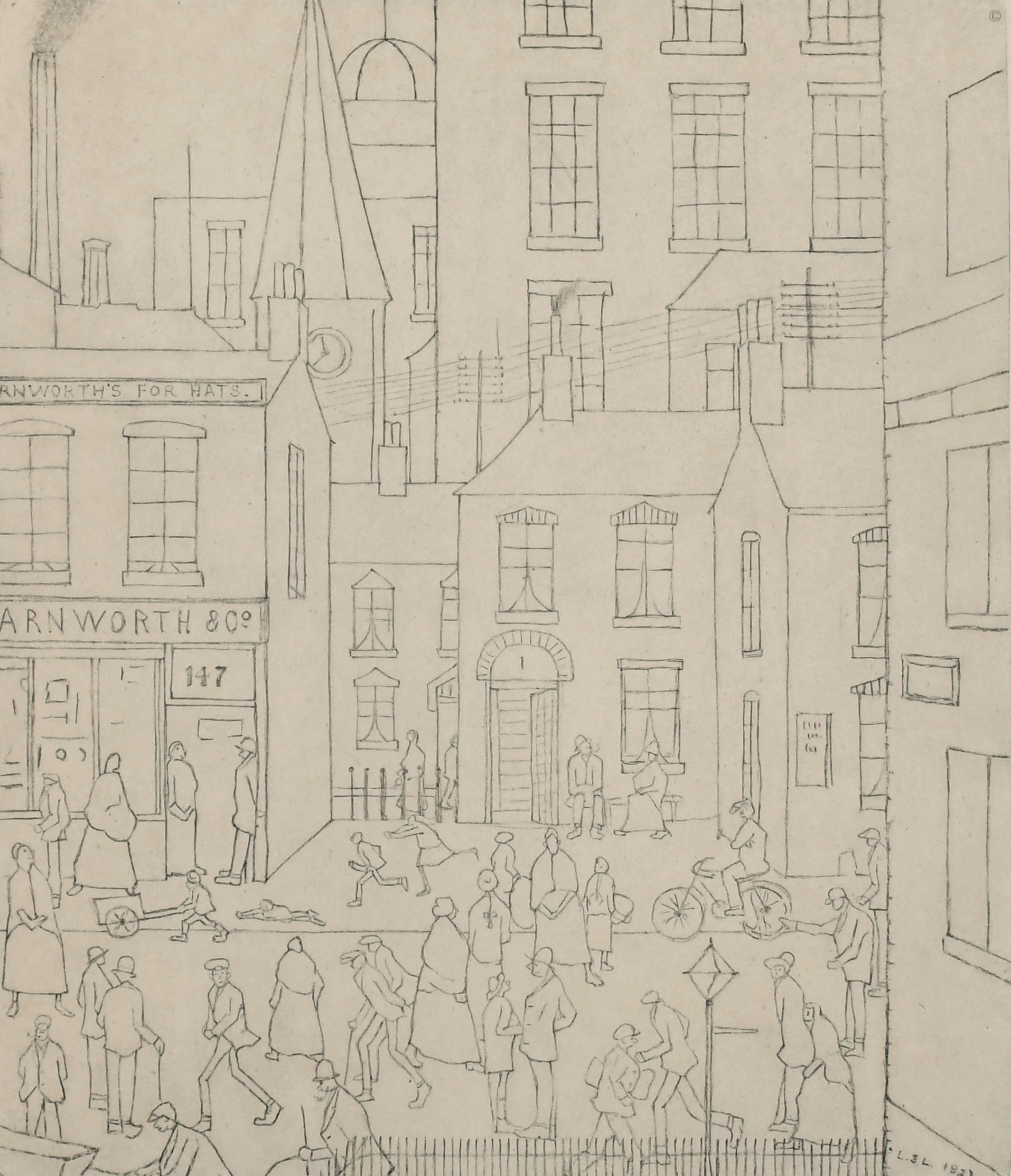 Laurence Stephen Lowry (1887-1976) British. "Street Scene", Printed by Chorley & Pickersgill Ltd,