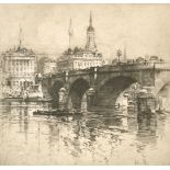 E. Hedley Fitton (1859-1929) British. "London Bridge", Etching, Signed in pencil, and inscribed on a