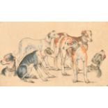Charles Ruthard (17th Century) European. A Study of Dogs, Ink and Chalk, Signed in pencil, with a