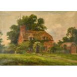 Daniel Sherrin (1868-1940) British. A Country Cottage, Oil on canvas, Signed, 15.5" x 21.5" (39.4