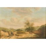 Vincent Jansz van der Vinne (1736-1811) Dutch. Figures in a Landscape, Oil on panel, Signed, 10" x