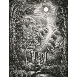 Robin Tanner (1904-1988) British. "Full Moon", Etching, Signed in pencil, Mounted, Unframed 9.5" x