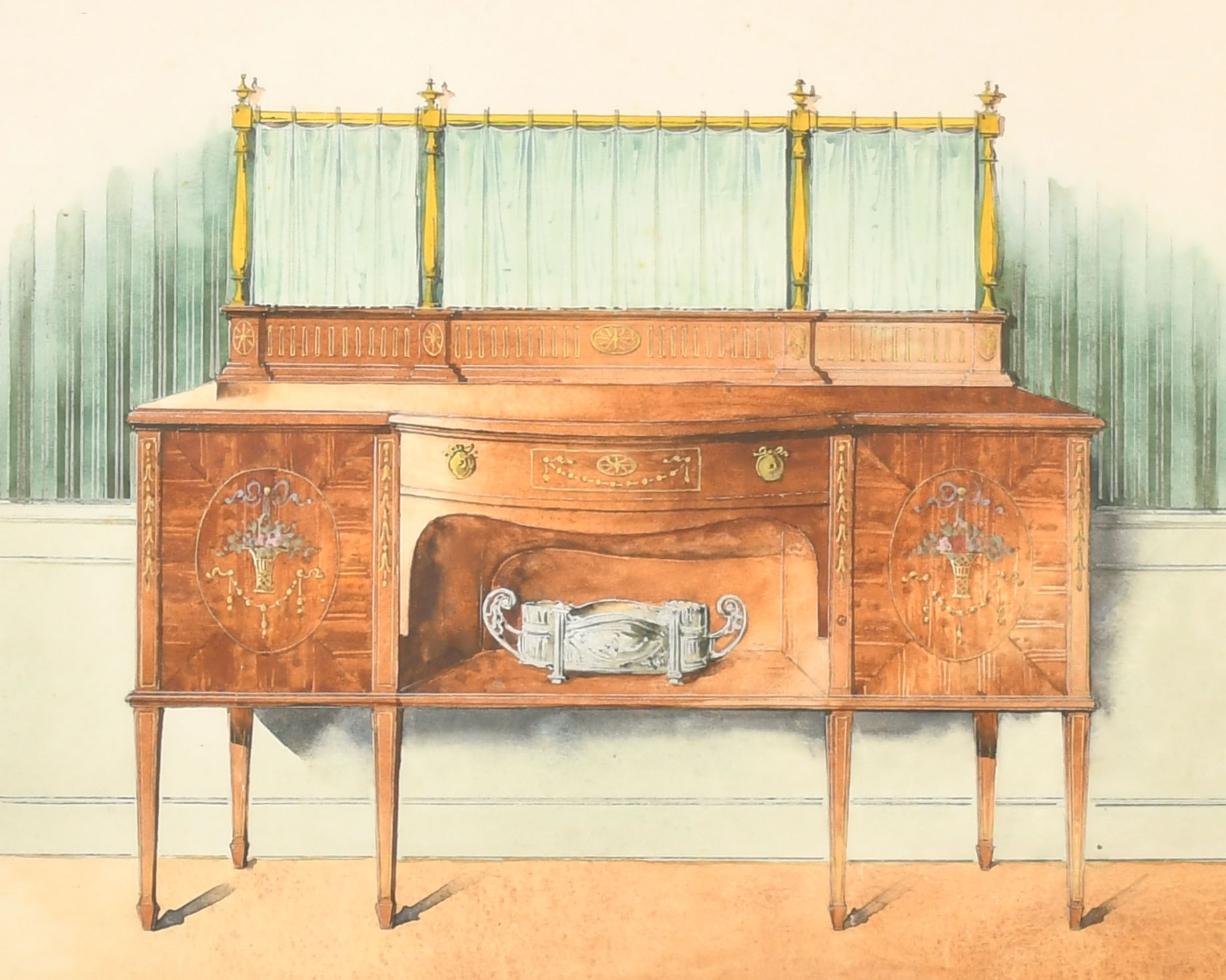 19th Century English School. Study of a Sideboard, Watercolour, Inscribed on labels verso, 8.25" x