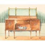 19th Century English School. Study of a Sideboard, Watercolour, Inscribed on labels verso, 8.25" x