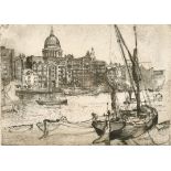 Henry James Stuart-Brown (1871-1941) British. "St Paul's Warehouses", Etching, Signed, and inscribed