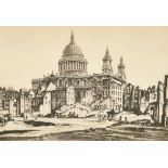 Henry George Rushbury (1889-1968) British. "St. Paul's from Paternoster Row", Etching, Signed in