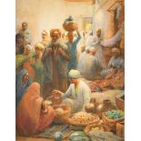 Frank Dean (1865-1947) British. "Egypt", a market scene, Watercolour, Signed and inscribed, 22" x