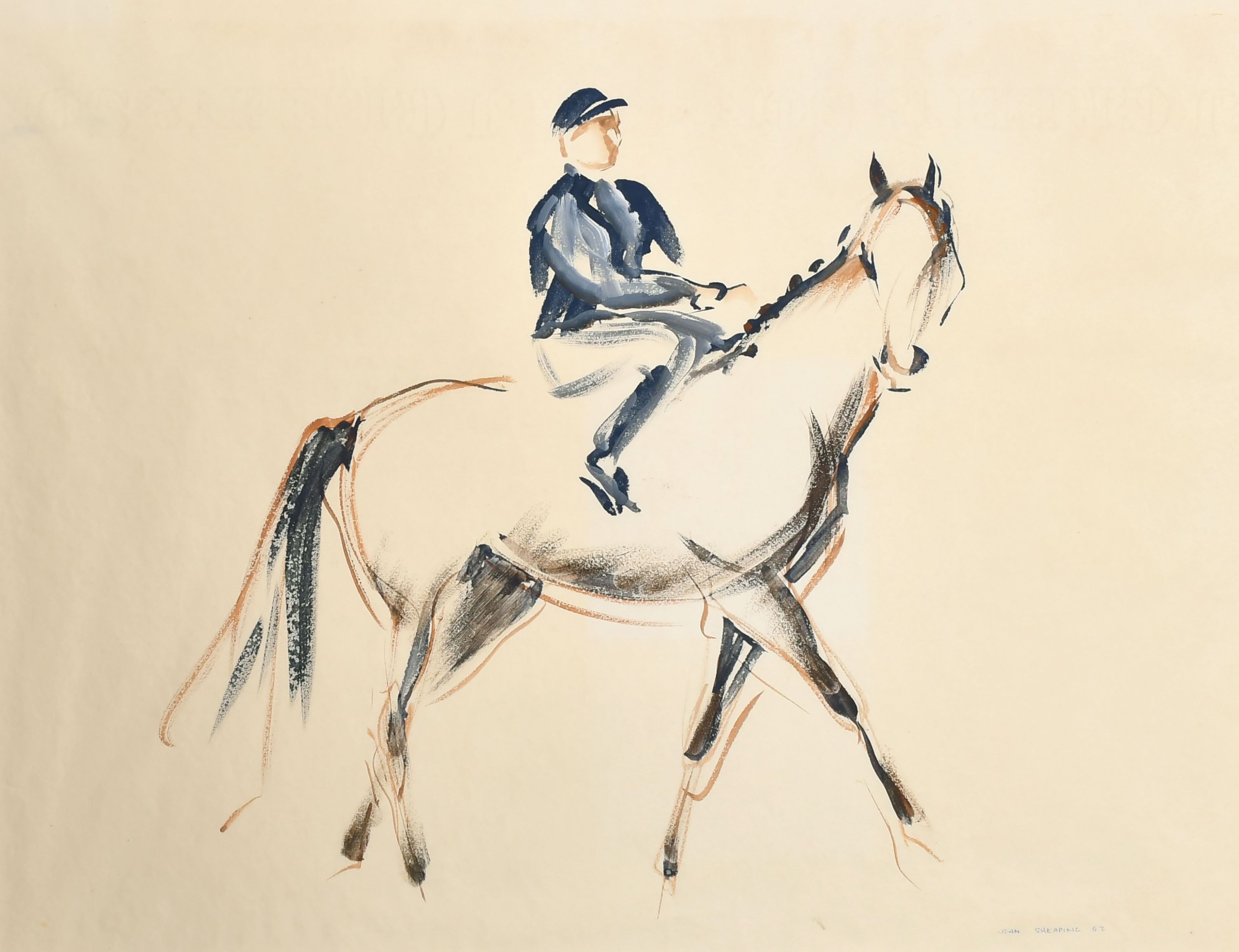 John Rattenbury Skeaping (1901-1980) British. "Jockey on Horseback", Watercolour, Signed and