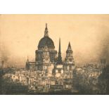 Mortimer Luddington Menpes (1855-1938) British. "St Paul's Cathedral", Etching, Signed in pencil, 9"