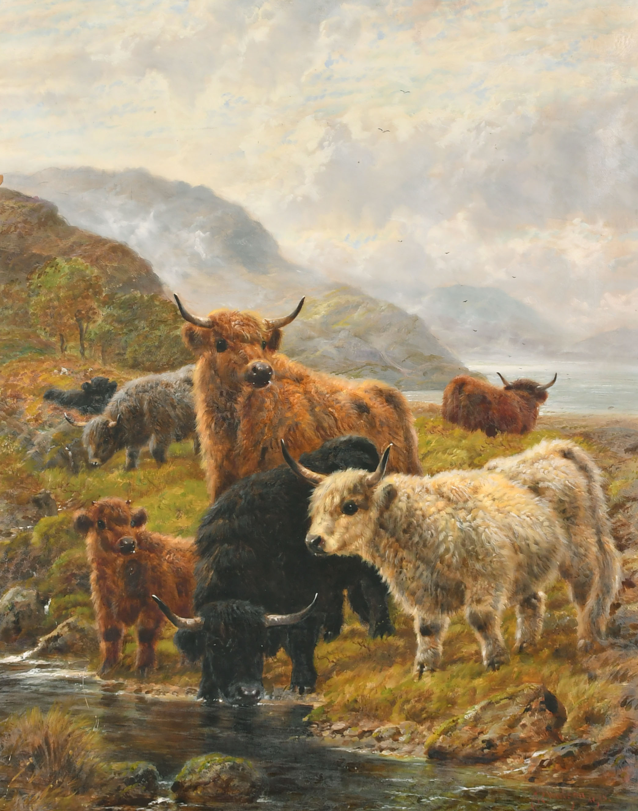 Robert Watson (1865-1916) British. Sheep in a Highland Landscape, Oil on canvas, Signed and dated - Image 2 of 7