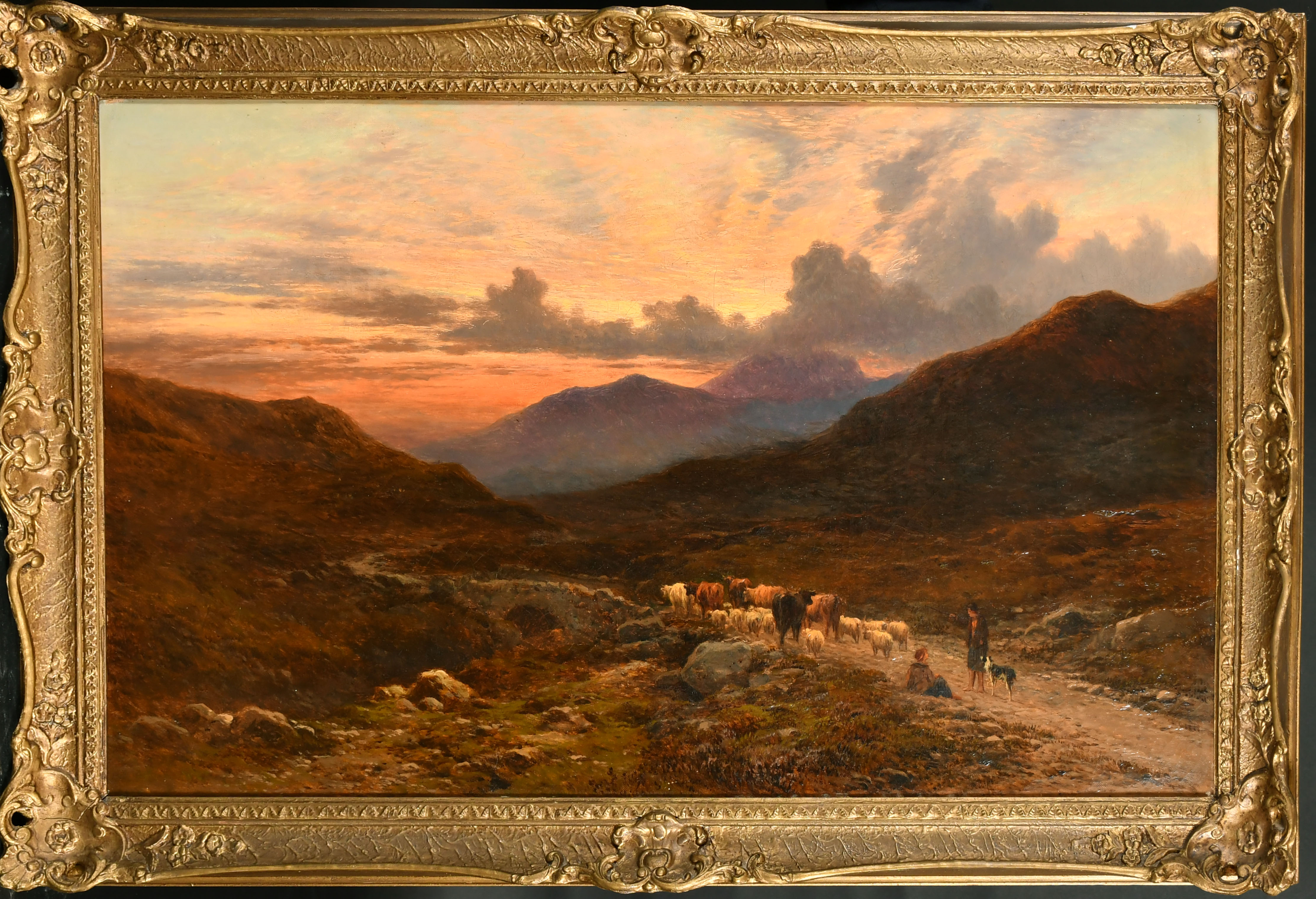 Circle of Sidney Richard Percy (1821-1886) British. A Shepherd and Flock on a Mountain Path at - Image 2 of 3