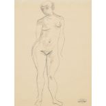 Andre Derain (1880-1954) French. Study of a Standing Nude, Pencil, with Atelier stamp, 10.5" x 8" (