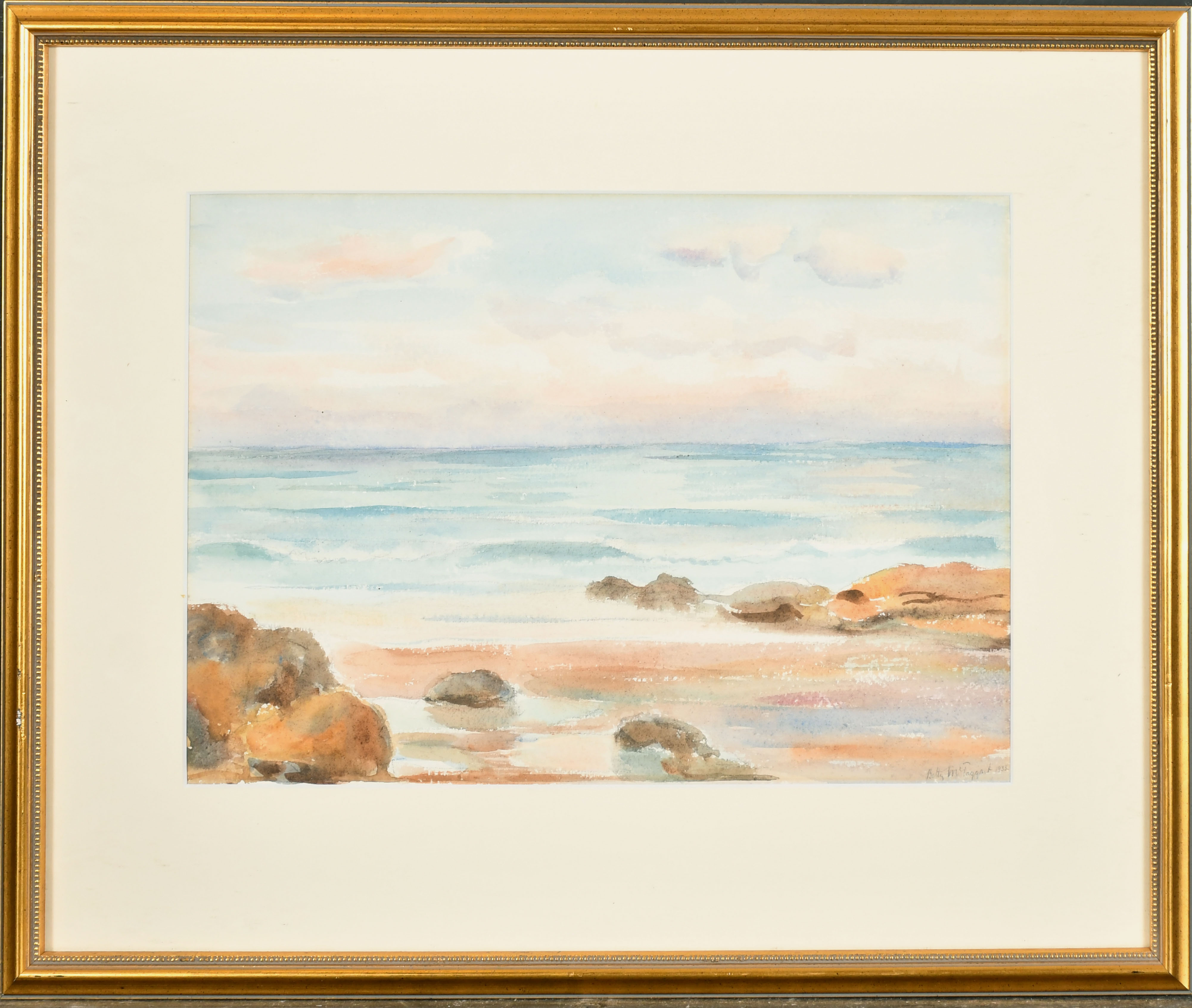 Betty McTaggart (1896-1986) British. A Beach Scene, Watercolour, Signed and dated 1933 in pencil, - Image 2 of 4