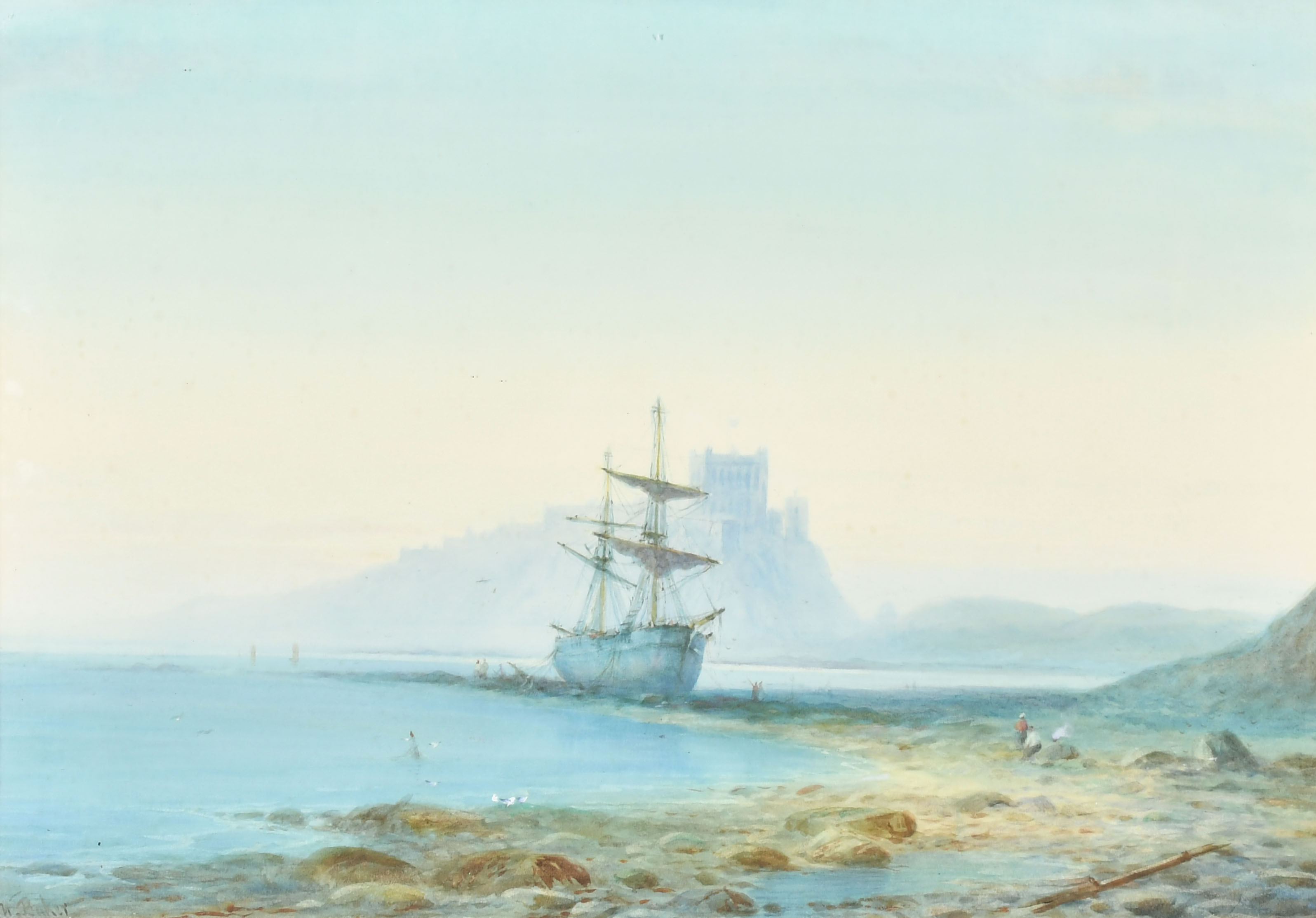 W T Baker (19th -20th Century) British. A Coastal Scene, Watercolour, Signed, 17.5" x 26.75" (44.4 x