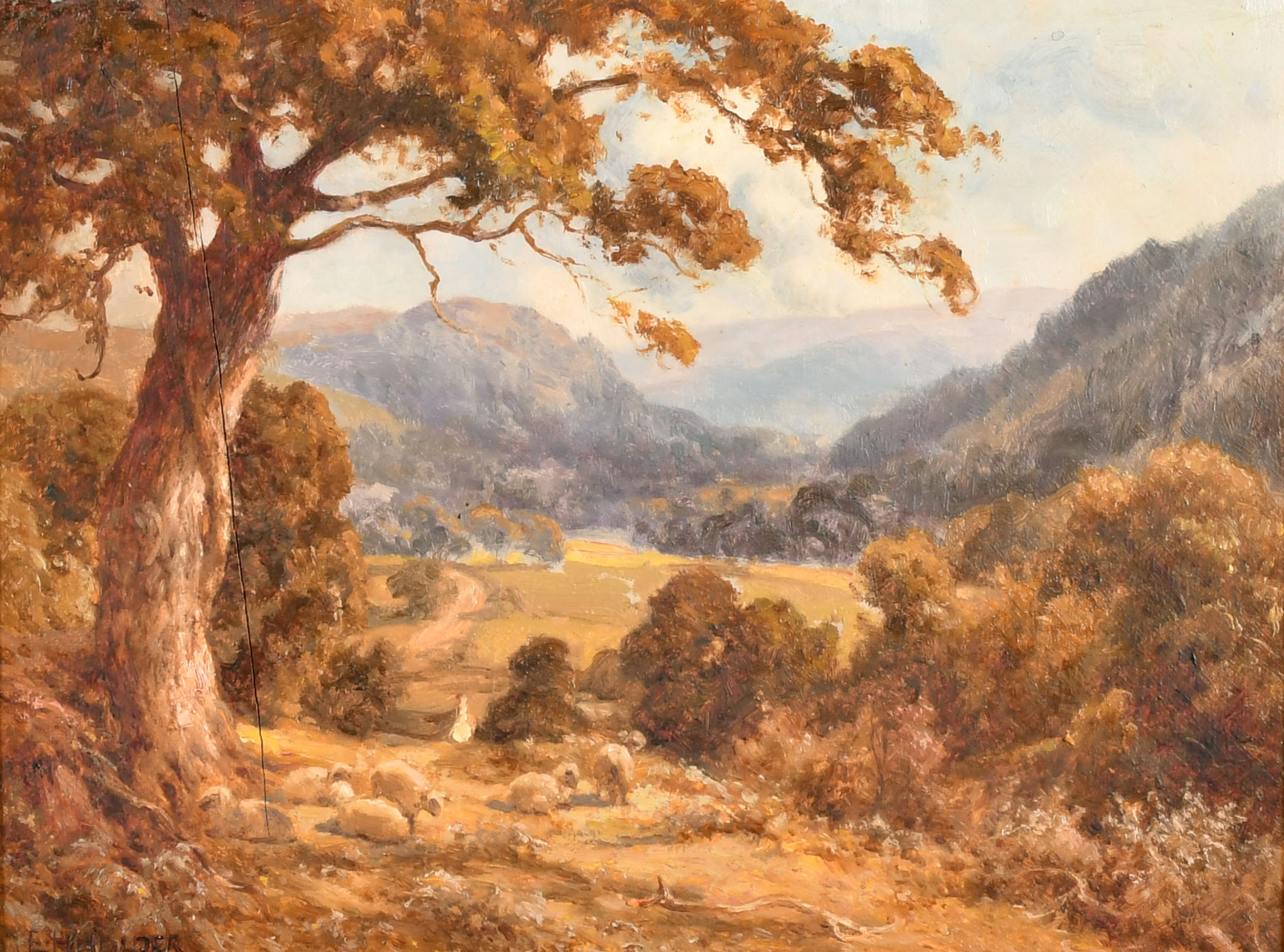 Edward Henry Holder (1847-1922) British. A Welsh Landscape, Oil on panel, Signed, and inscribed on a