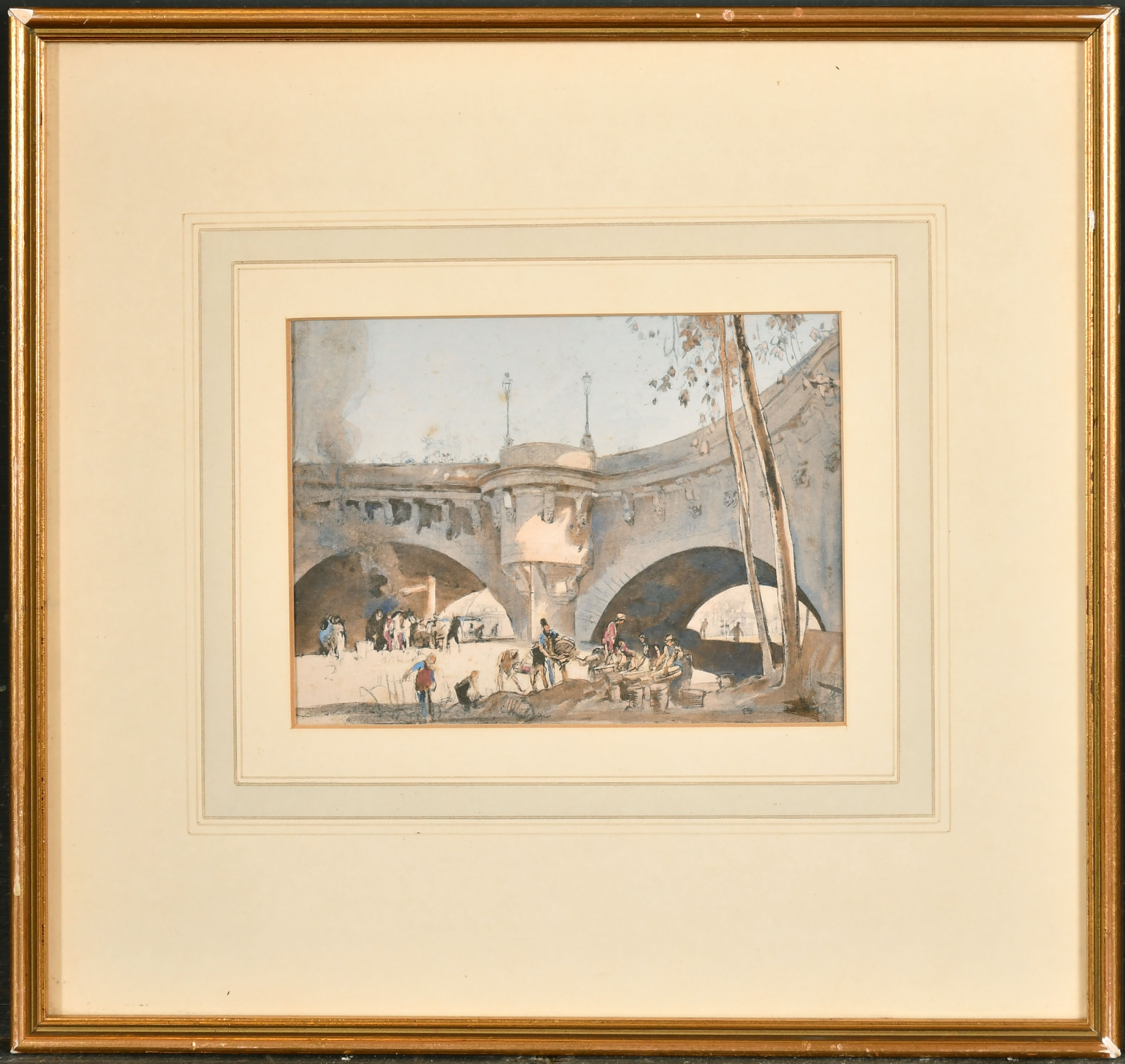 Frank Brangwyn (1867-1956) British. "The Pont Neuf, Paris", Watercolour, Signed with initials, - Image 2 of 5