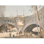 Frank Brangwyn (1867-1956) British. "The Pont Neuf, Paris", Watercolour, Signed with initials,