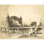 Alec E Waite (19th-20th Century) British. "Canon Street Station", Etching, Signed in pencil, 8.25" x