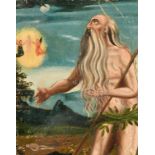 19th Century Spanish School. St Jerome in the Wilderness, Oil on panel, Unframed 8" x 6.25" (20.3