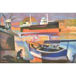 Gabriel Couderc (1905-1994) French. "Cargo Ship in Sete", Printed for The Baynard Press for