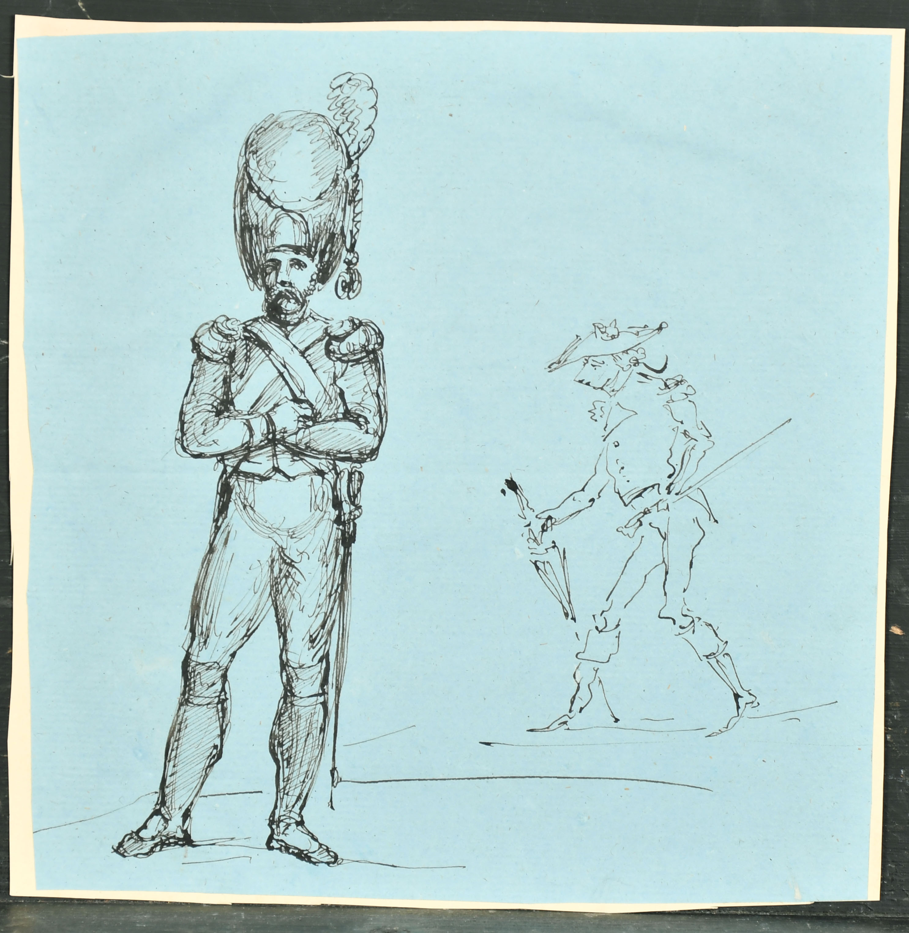 Early 19th Century French School. Study of a Soldier in Uniform, Ink, Unframed 7.75" x 7.5" (19.7 - Image 2 of 3