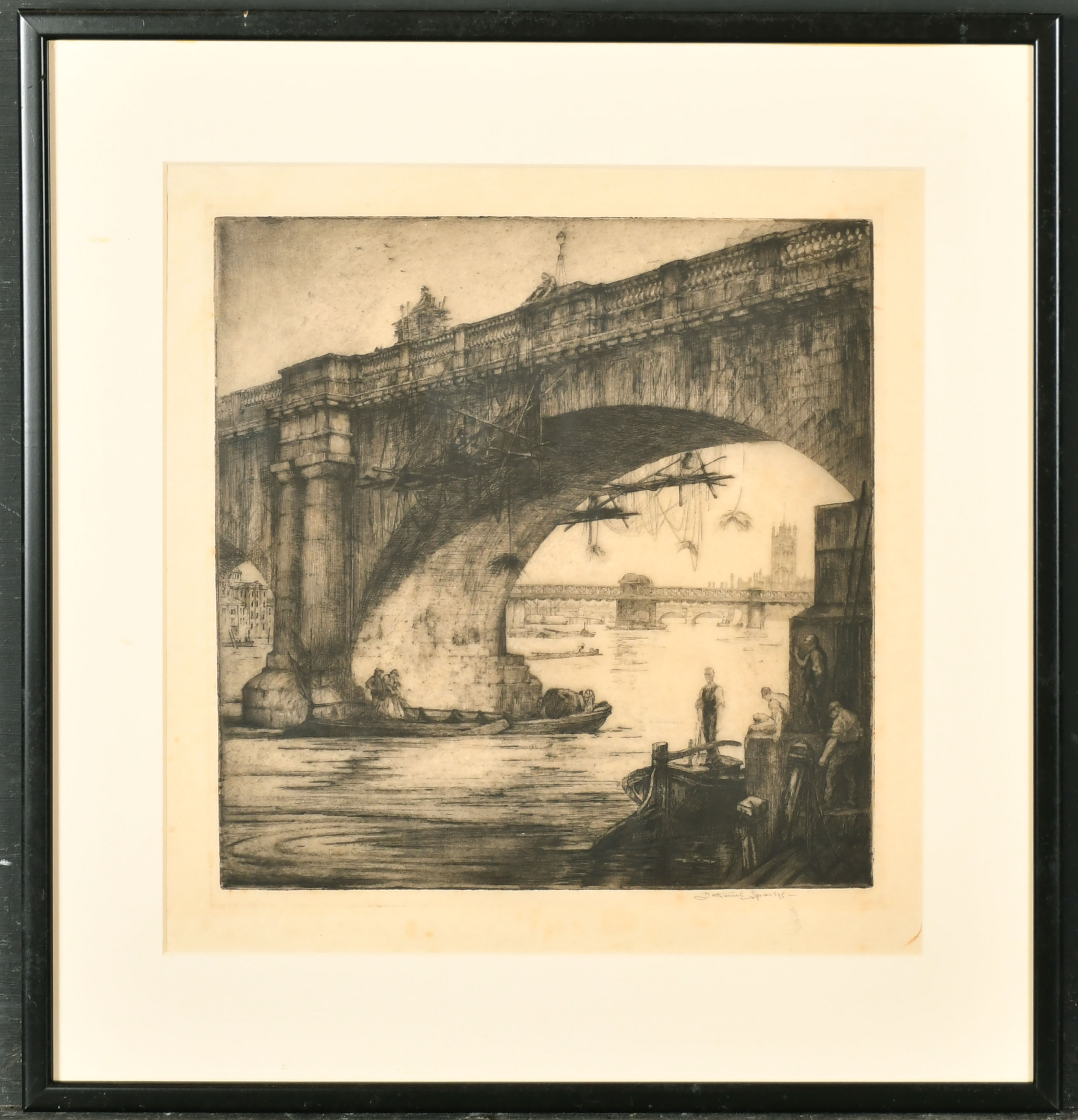 Nathaniel Sparks (1880-1957) British. "Waterloo Bridge", Etching, Signed in pencil, 11" x 11" (27. - Image 2 of 6