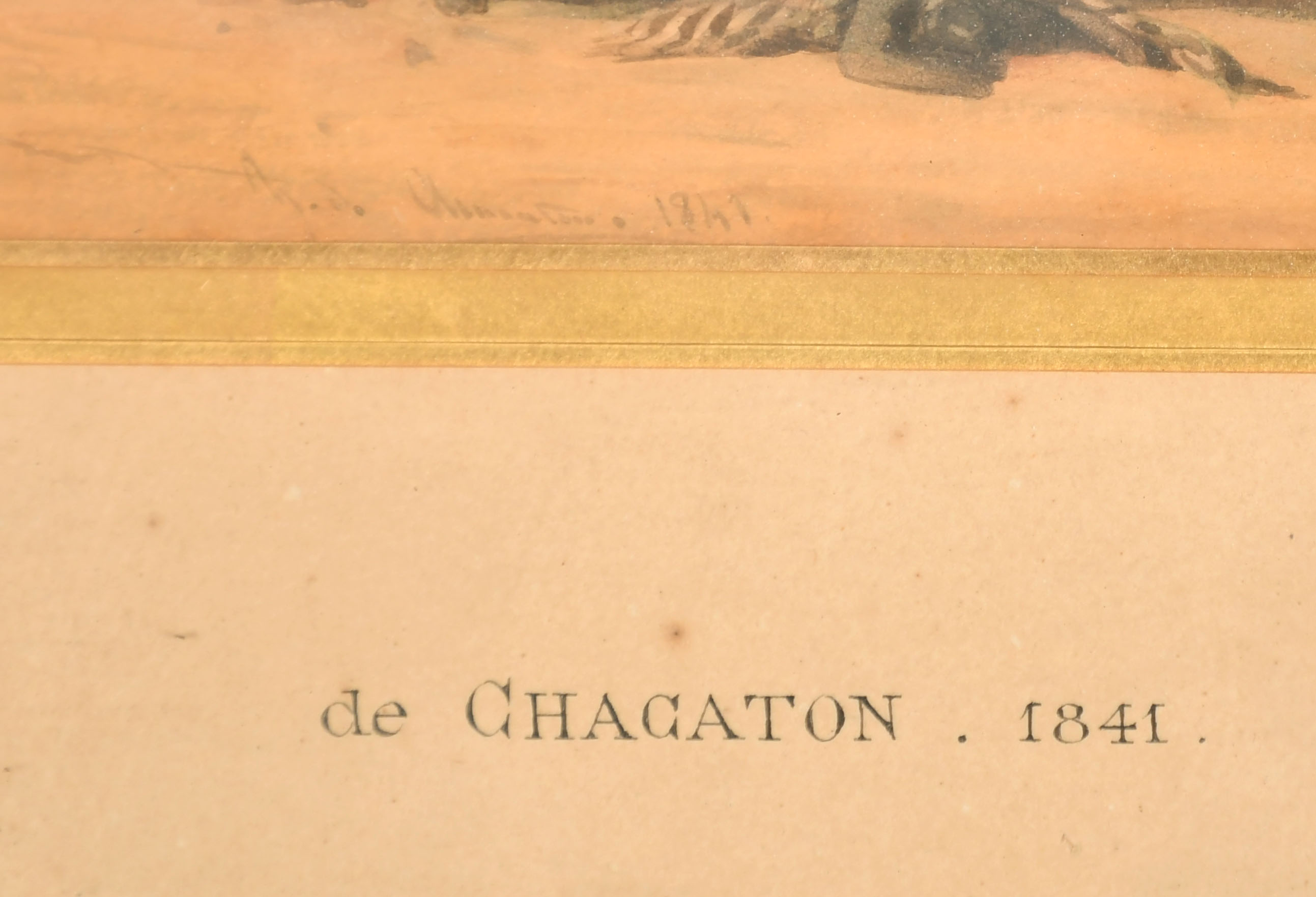 Henri de Chacaton (1813-1886) French. 'The Lion Hunt', Watercolour, Signed and dated 1841, 5.5" x - Image 3 of 4