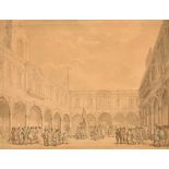 Thomas Rowlandson (1756-1827) British. 'Interior Courtyard of The Royal Exchange, City of London',