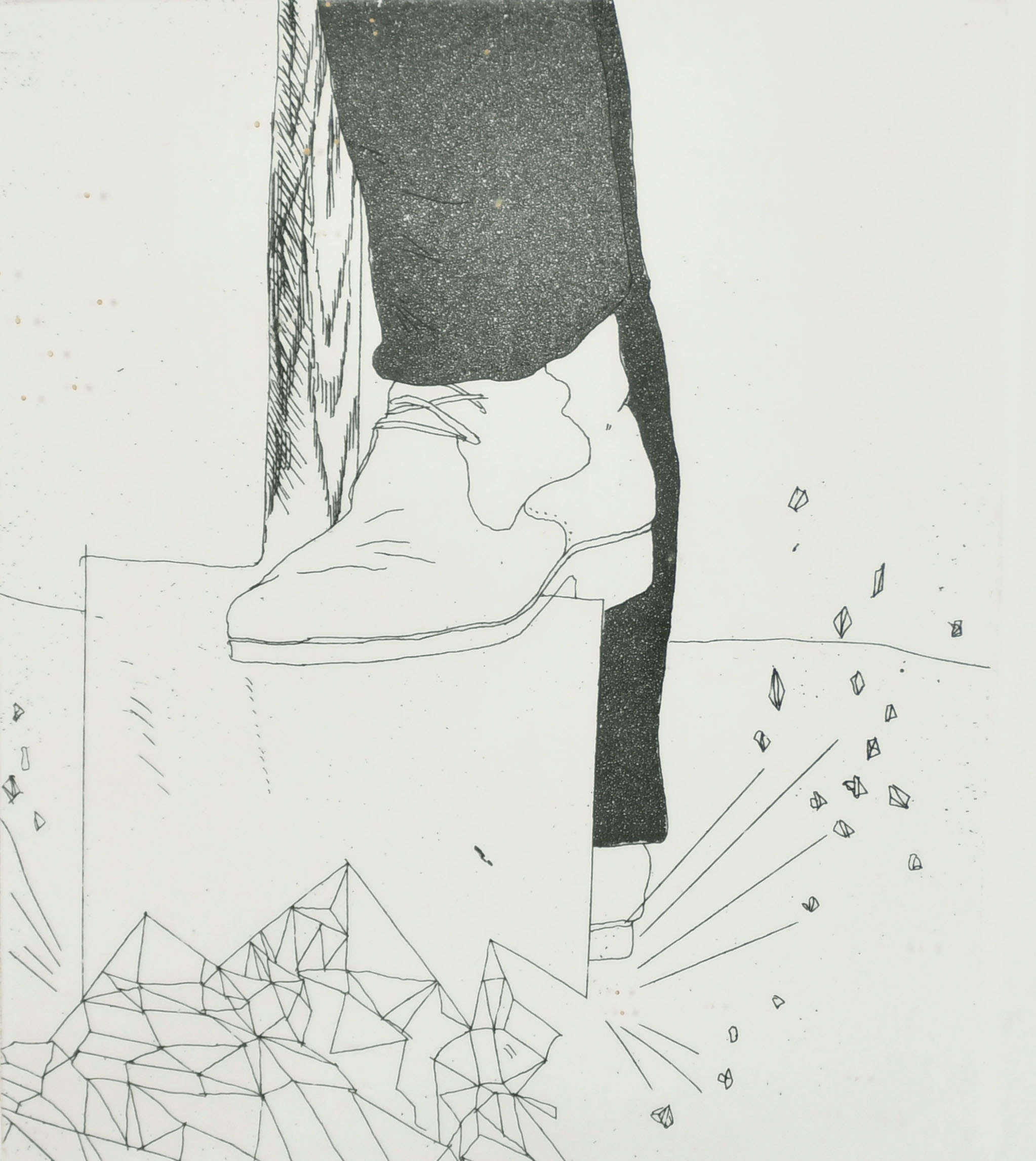 David Hockney (1937- ) British. "Digging Up Glass", 1969, Etching, Signed and numbered 48/100 in