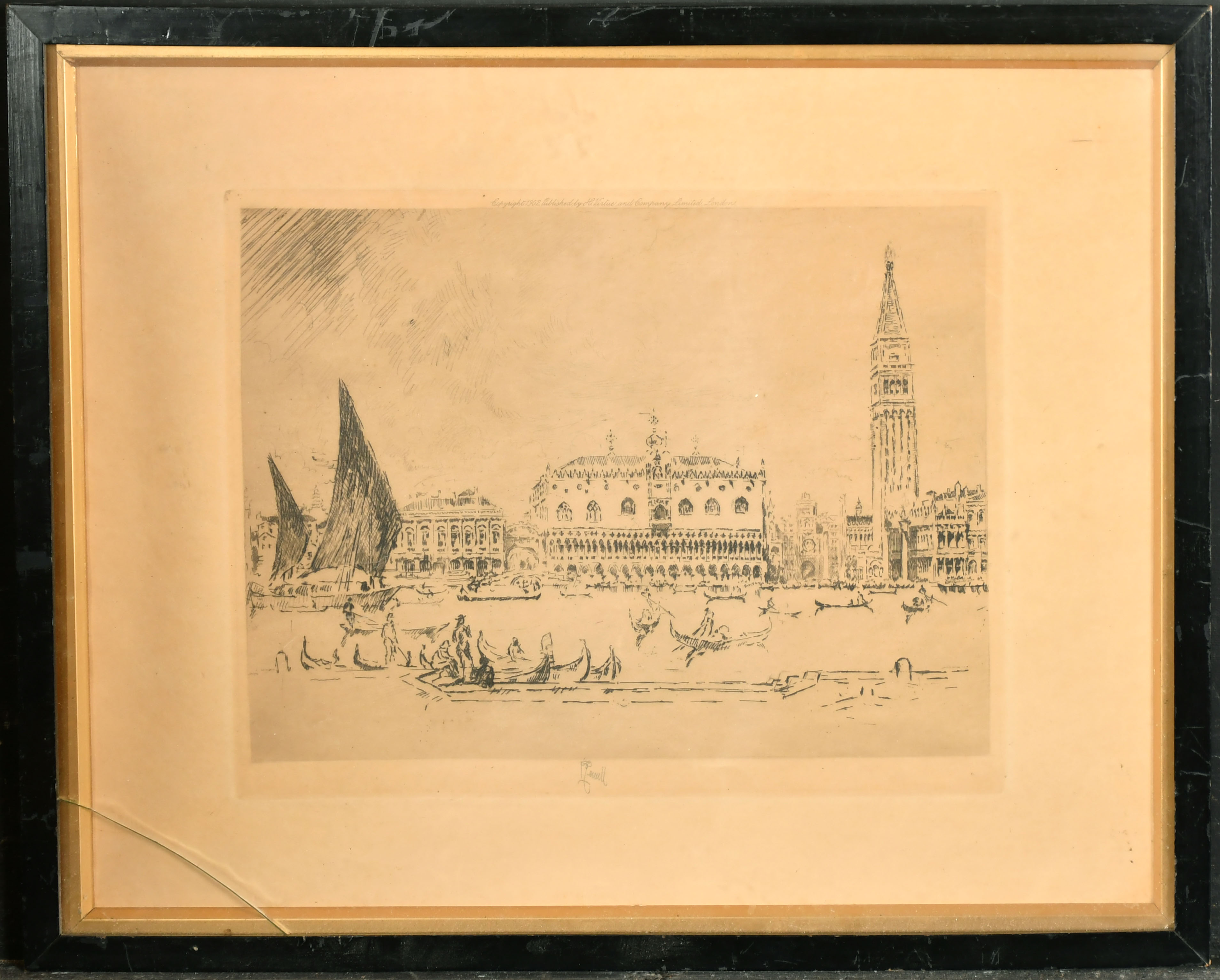 Joseph Pennell (1857-1926) American. A Venetian Scene, Etching, Signed in pencil, 7.15" x 9.75" ( - Image 2 of 4