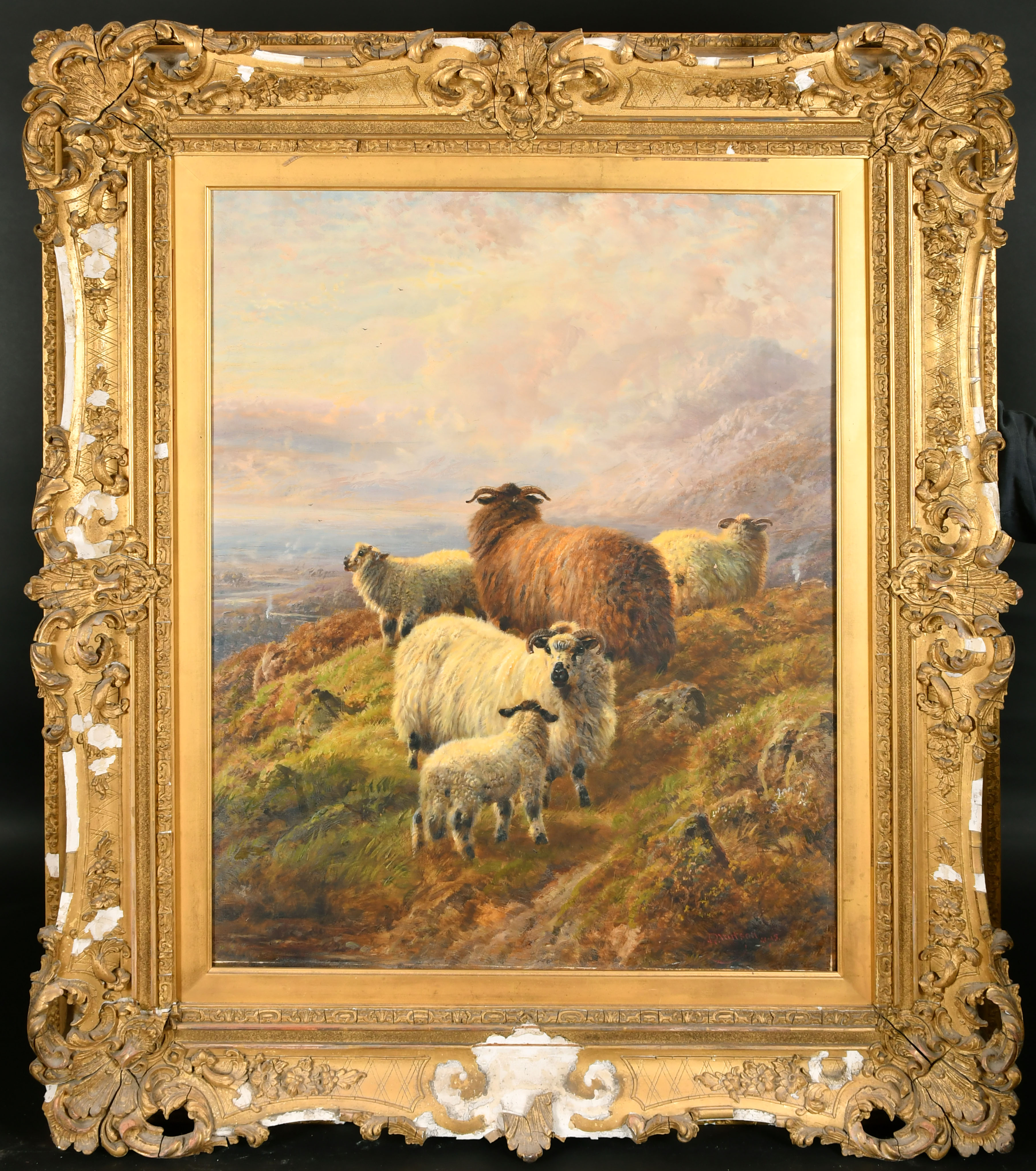 Robert Watson (1865-1916) British. Sheep in a Highland Landscape, Oil on canvas, Signed and dated - Image 4 of 7