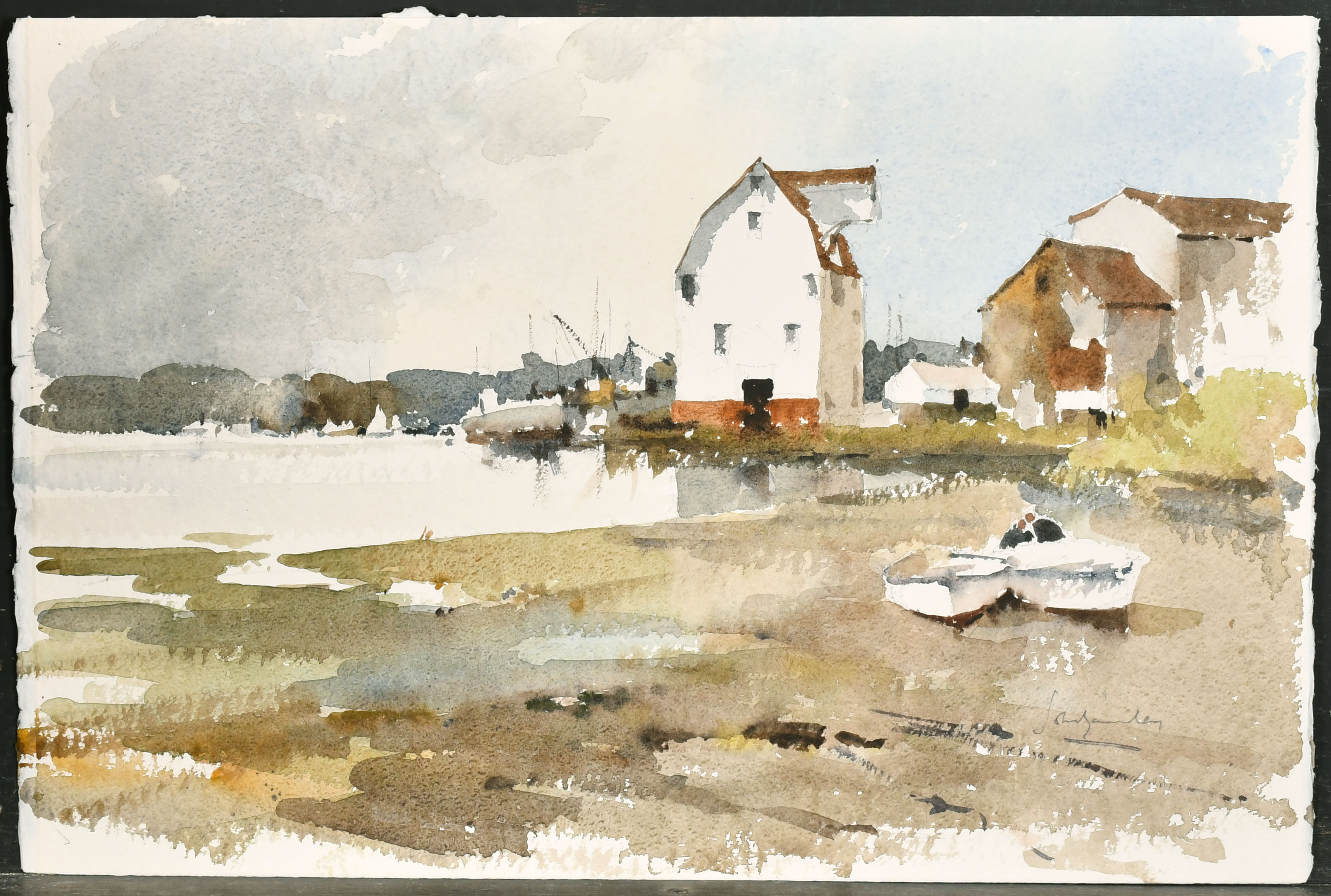 John Yardley (1933- ) British. An Estuary Scene at Low Tide, Watercolour, Signed in pencil, Unframed - Image 2 of 5