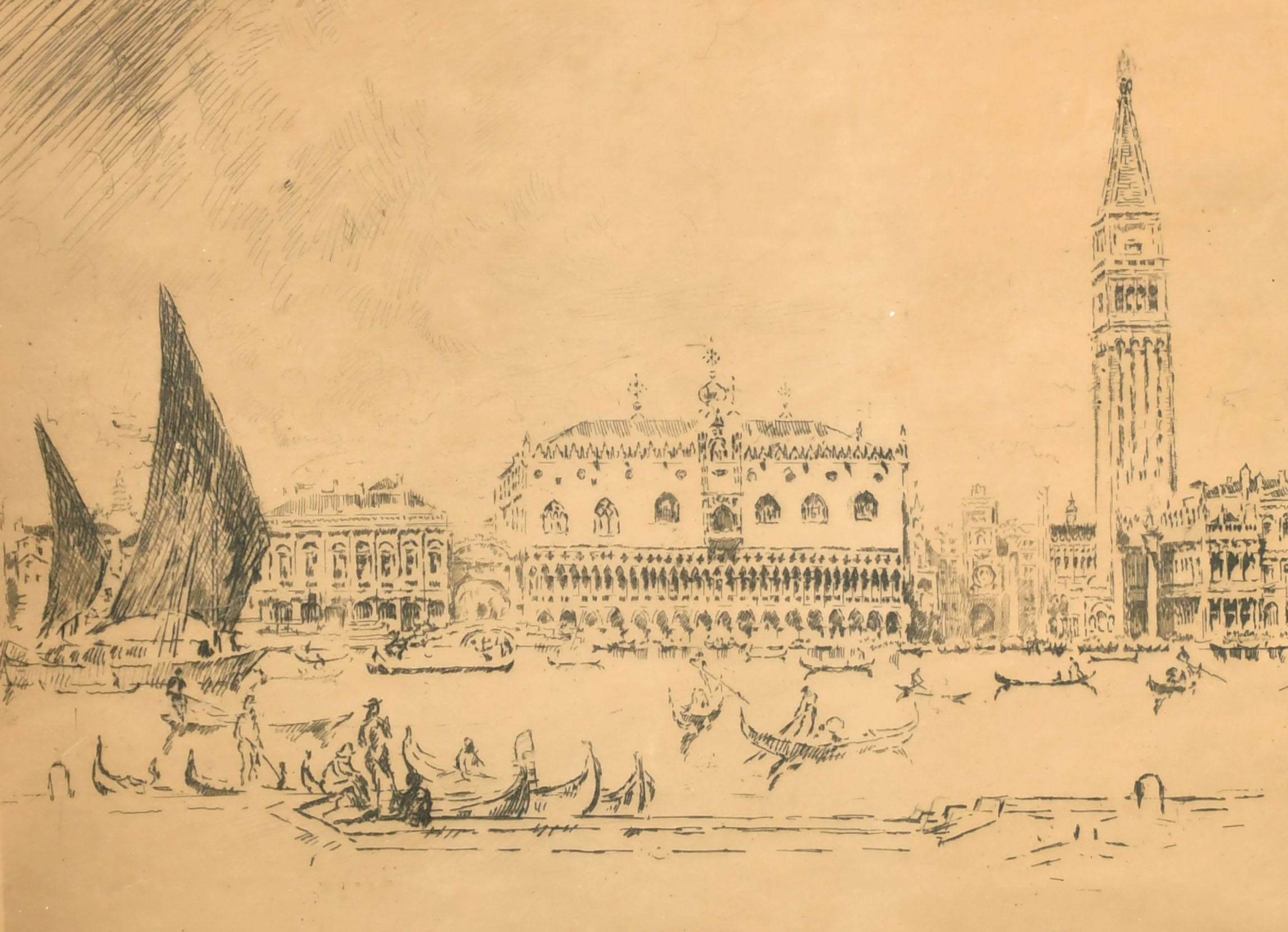 Joseph Pennell (1857-1926) American. A Venetian Scene, Etching, Signed in pencil, 7.15" x 9.75" (